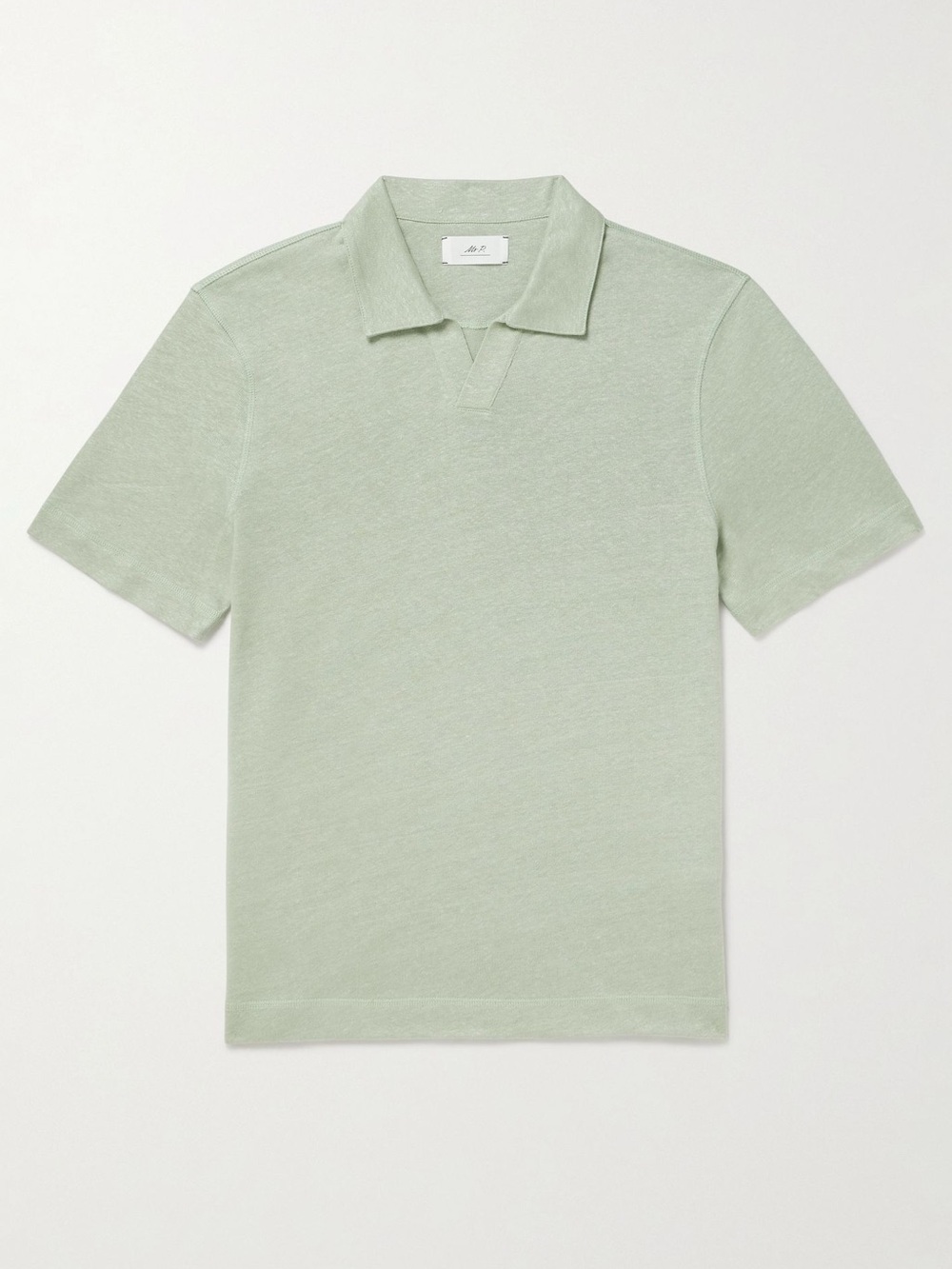 MR. P Mr Porter Linen and Organic Cotton-Blend Polo Shirt Green Short Sleeve M